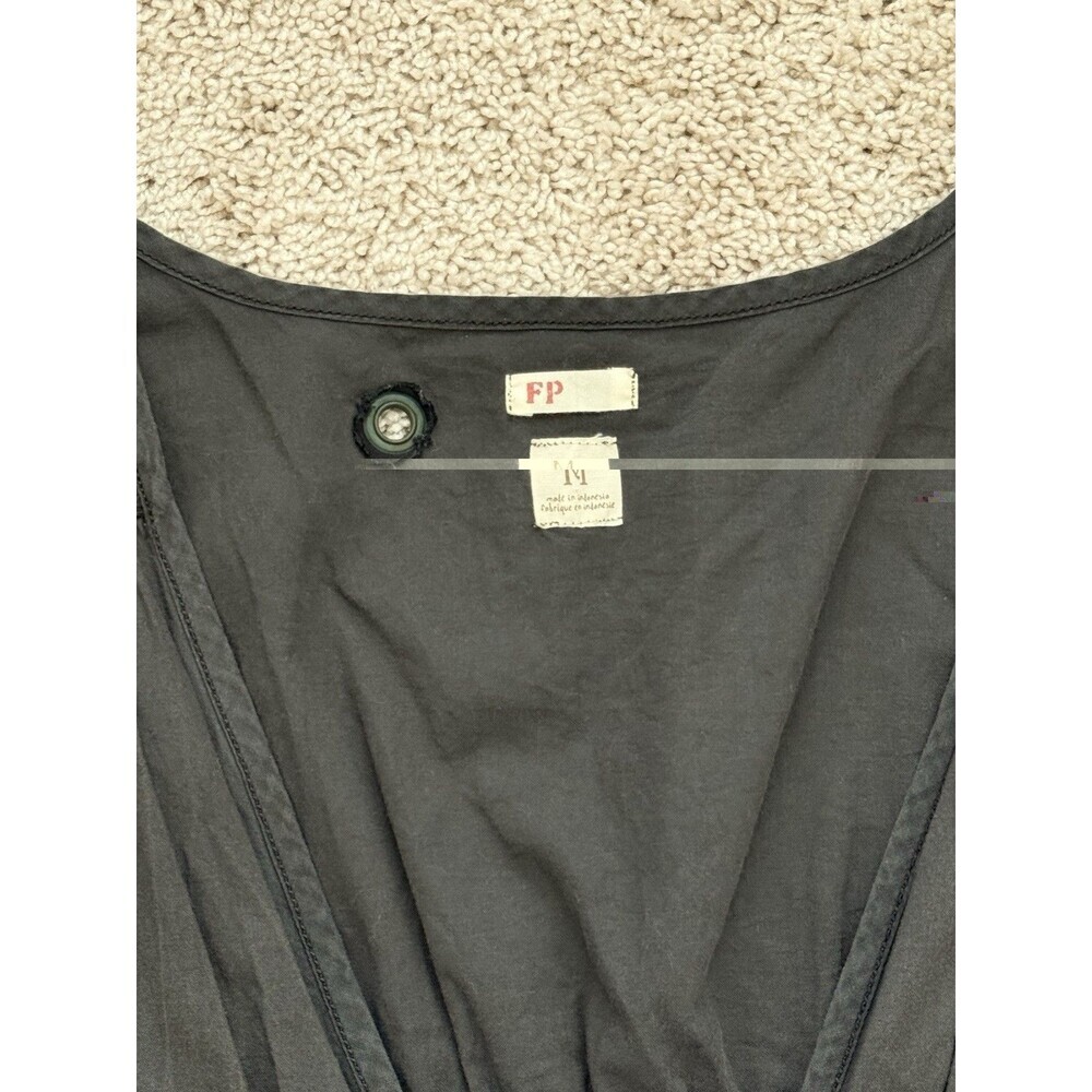 Free People Smocked Vest Dark Gray Tie-Front Open V-Neck Raw Hem Women’s M - Picture 3 of 5